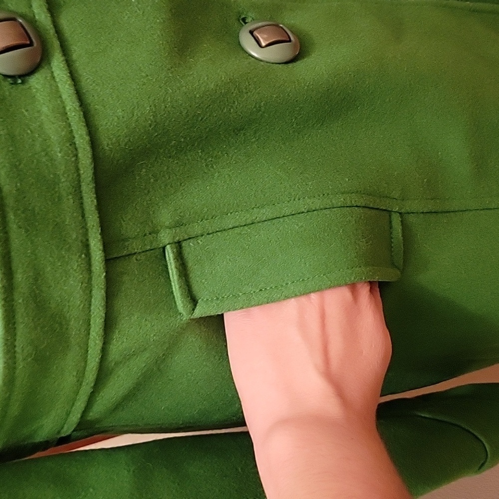 Anthropologie Green Wool-Blend Pea Coat - Picture 6 of 14